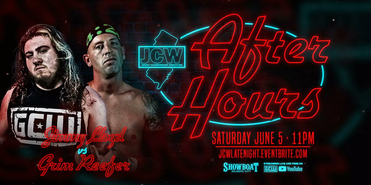 djswagerfic's tweet photo. Don't miss out stay up late during this @GCWrestling_ #TOS666 weekend after legendary @MadmanPondo goes into ☠ match hof see #differentboy @TheJimmyLLoyd go to war with @GrimReef00000 in the retuen of NJ staple @JerseyCW @FiteTV @OGkevingill @Lauderdale11 @YouTube https://t.co/Yp4bApdRWZ