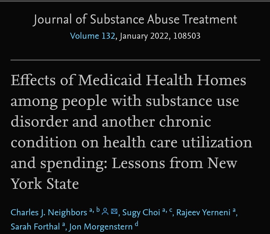 📍New article alert❗
Our team [<a href="/CharlieNeighbo1/">Charles (Charlie) Neighbors</a>, Sarah, Rajeev, <a href="/JMorgensternPHD/">Jon Morgenstern, Ph.D</a>] found that comprehensive care management reduced acute care services for #Medicaid -insured individuals with #SUD in #NYS
<a href="/JSATjournal/">Journal of Substance Use & Addiction Tx (JSAT)</a> #AcademicTwitter 
sciencedirect.com/science/articl…