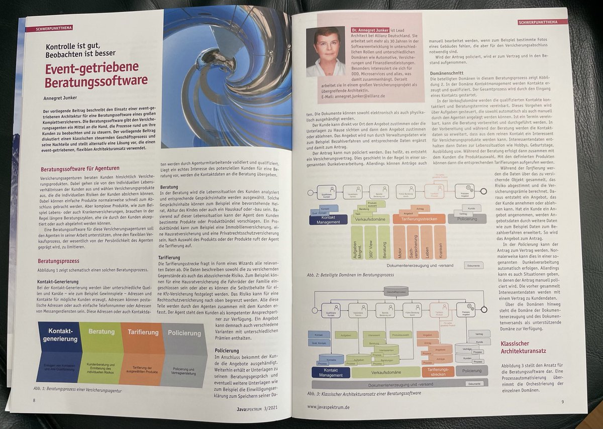 Grinseteddy's tweet image. A quite nice surprise! After a relaxing holiday, I found my copy of #javaspektrum in my mail box. Thank to @MichaelStal for having me. I were able to publish about an event-driven advisory software.