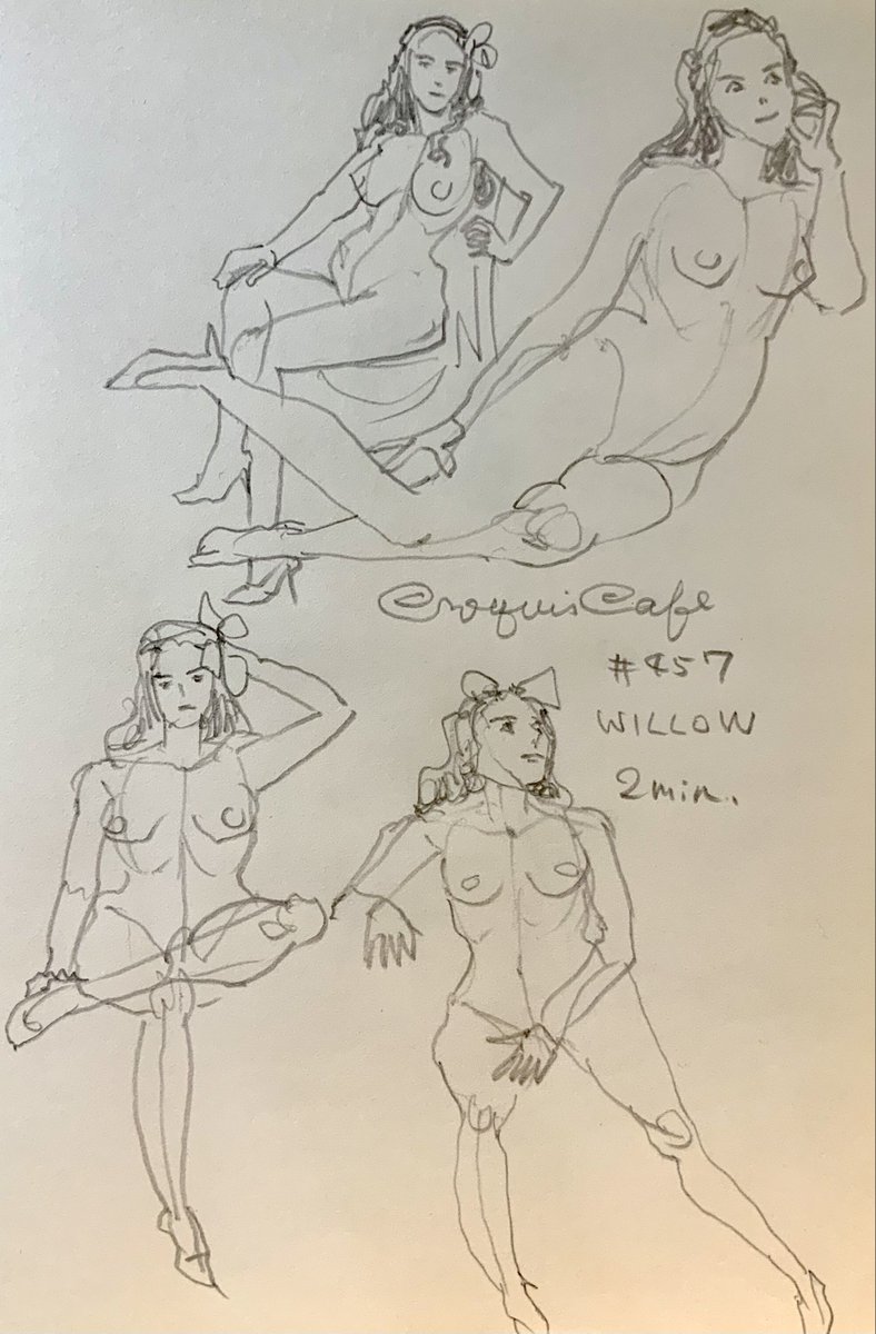 #croquiscafe 
457 Willow
日によって時間が短く感じられるなあ。この方は1分ポーズでやりたかった。 