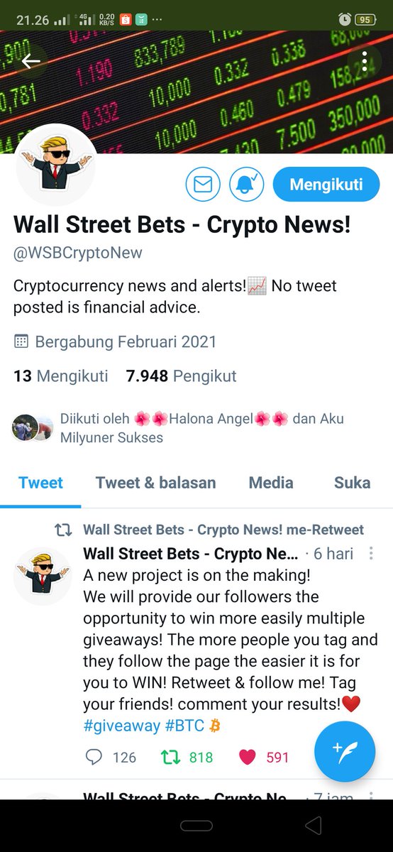 AullyaMahadipa's tweet photo. @WSBCryptoNew Let's join guys @yulithea42 @Alfatahers @IvaWidayanti

#crypto #bnb #btc #eth #binance #cryptocurrencies #money #giveaway #luck #love #trading #HODL #trx https://t.co/zeRwjwqgax