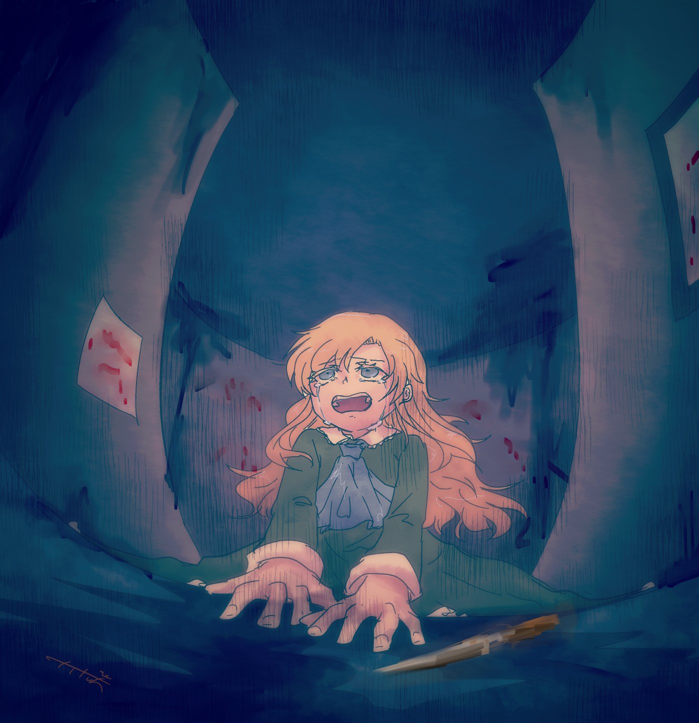 犬の絵　「深夜、とあるバーで」　原画 Jiz (@pffbq) / X
