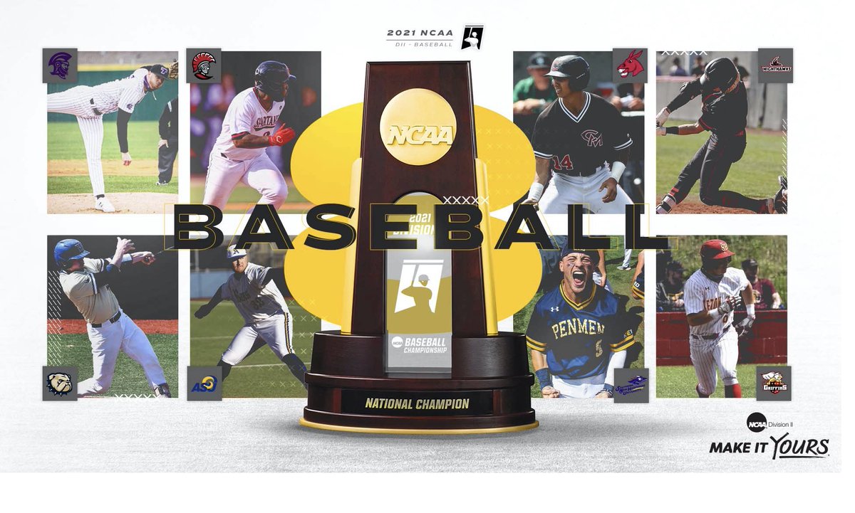 NCAADII's tweet image. In the end, the game comes down to the last team standing 🏆.

The #D2BSB Championship starts today in Cary, North Carolina! 

Bracket: on.ncaa.com/21D2BSBbf

#MakeItYours