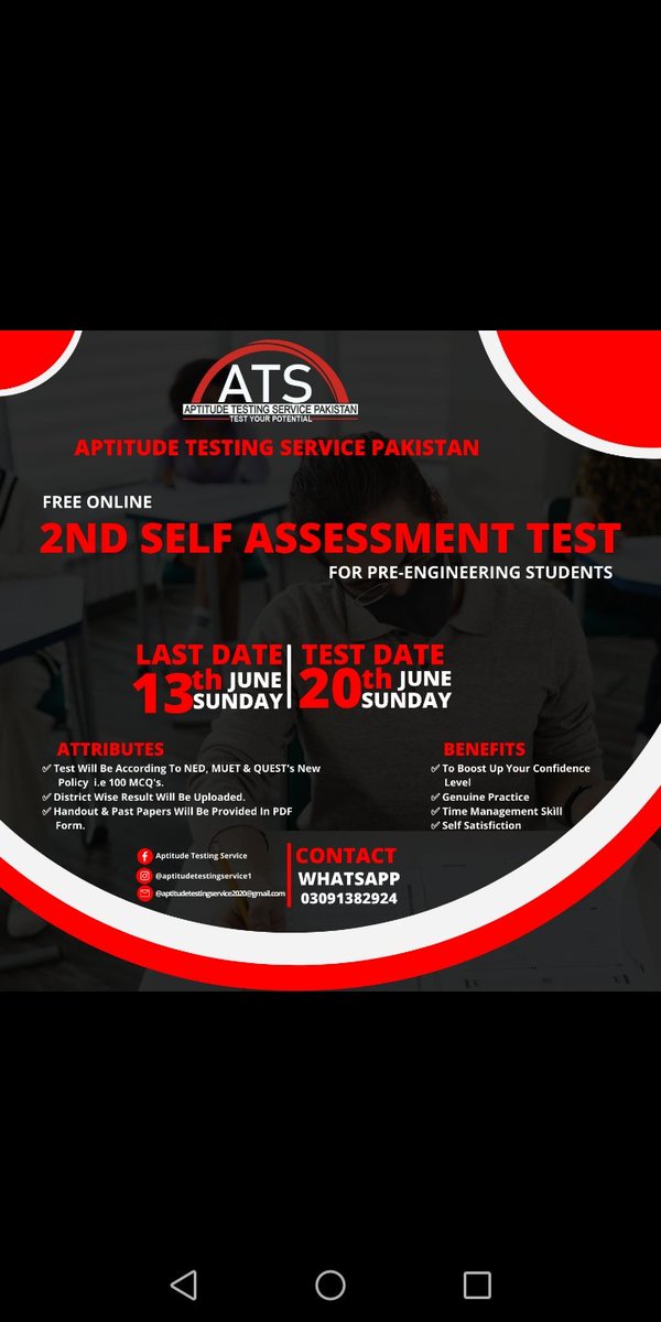AptitudeService's tweet photo. *"Success Usually comes to those who are too busy to be looking for it"*
*Deadline: 13th June, 2021*
*Test Date: Sunday, 20th June, 2021*
*For Free Registration:*
https://t.co/jfaQzBkNxL
For any queries, do contact:
03091382924
#AptitudeTestingService
#TestYourPotential https://t.co/WCc6OZlD9z