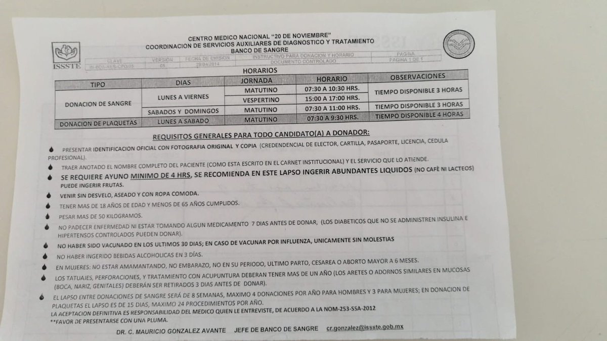 FernandoDelRio's tweet photo. 🚨 Se solicitan donadores de sangre de cualquier tipo para Zenaida Bracamontes en el Hospital 20 de Noviembre del #ISSSTE cama 3223 en Ciudad de México 

Más info con @edgarandraden. Gracias por su RT @donaenvida https://t.co/XyZTps6Jgq