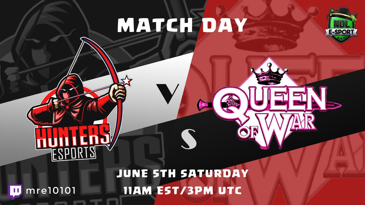 HuntersEsports_'s tweet photo. We face off against Queen of War in @No_Dip_League Week 3! 
This war will be covered by @LeeCheal123 🔥 https://t.co/e7hF231lu8