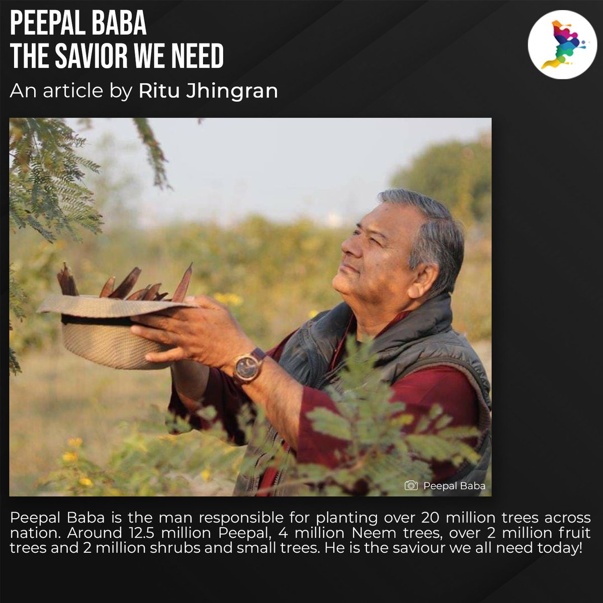 TheVoices_IGNOU's tweet photo. While it took a deadly virus to make us appreciate the oxygen we cannot live without, #Peepalbaba is an institution who has been selflessly planting trees for over four decades now. Ritu Jhingran of The Voices presents the inspiring story in his own voice. https://t.co/j1ImJ3Zjwa https://t.co/gpiveUBPTZ