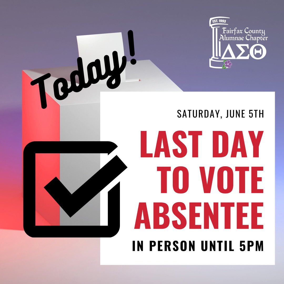What’s on your to-do list today? You have until 5PM for in-person absentee voting at your local registrar's office #FCACDST #FCACsocialaction #VAisForVoters #VaElections2021 #June8thPrimary

elections.virginia.gov/casting-a-ball…
