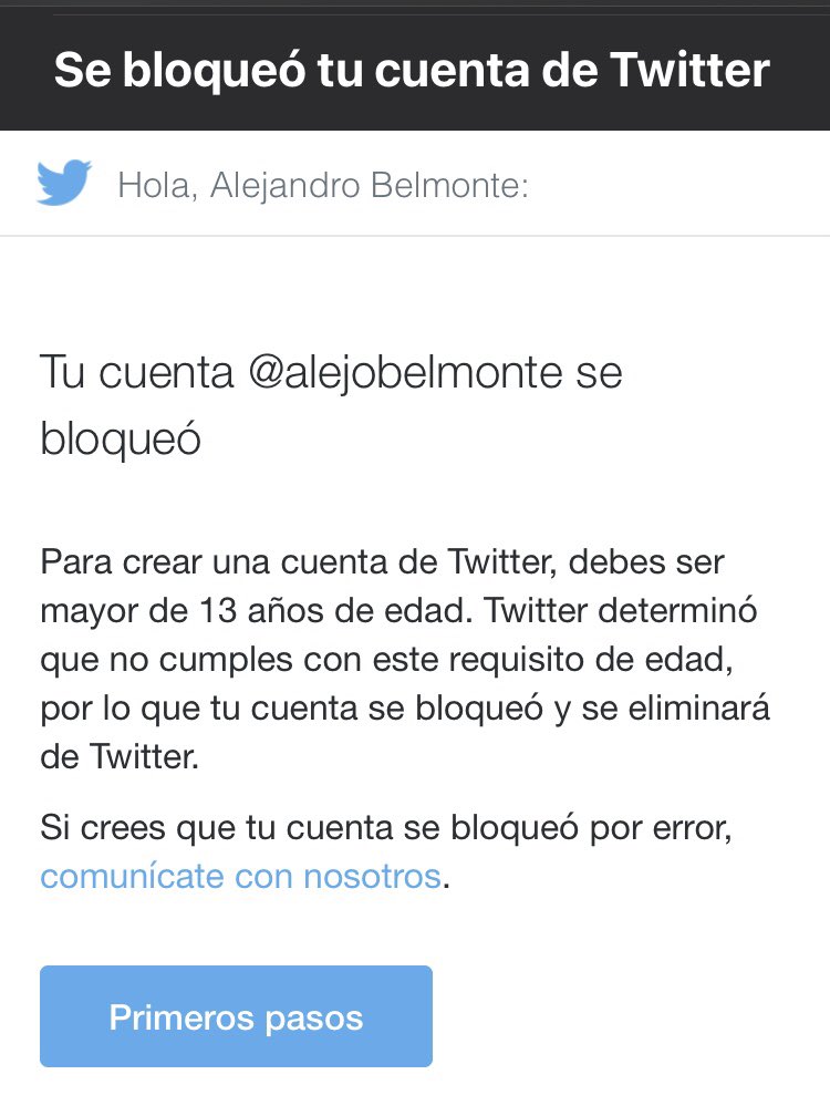 Volví a esta red por aburrimiento de la cuarentena y lo primero que sucede es que me bloquean la cuenta por “ser menor de edad”.

La desgracia me persigue a donde vaya…