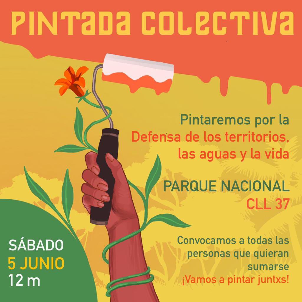 sunsetian's tweet photo. Hoy en el Parque Nacional de Bogotá! Intervención gráfica callejera. Por el agua y el medio ambiente. #FuckFracking #NoAlGlifosato #NoALaMineriaEnParamos https://t.co/z1ptbfa8o8