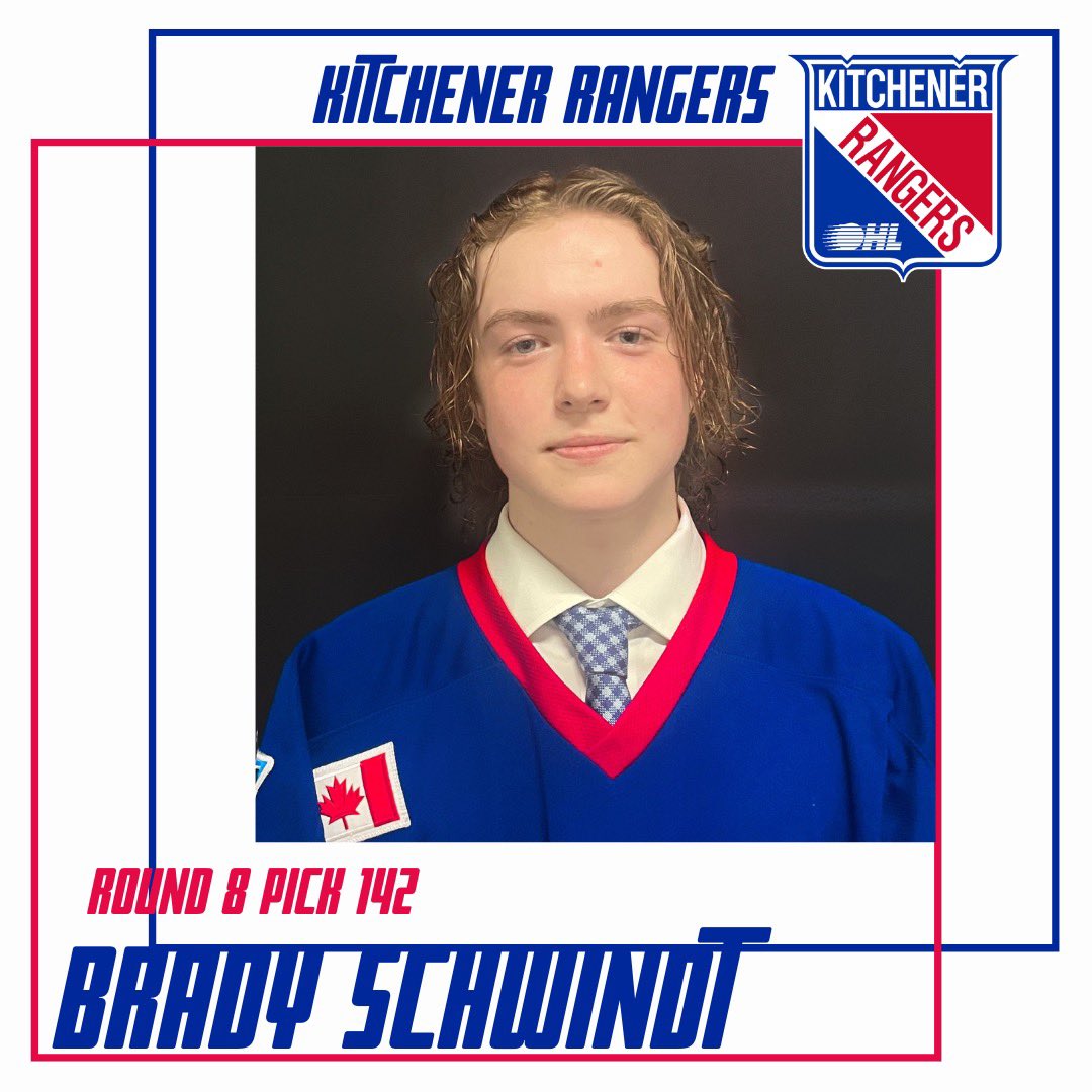 CONGRATULATIONS BRADY!! Selected 142nd overall to hometown <a href="/OHLRangers/">Kitchener Rangers</a> !!!