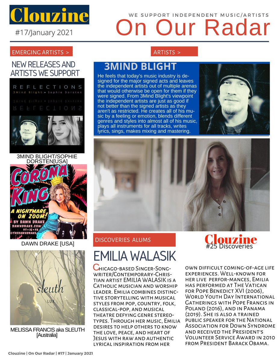 clouzine's tweet photo. #ThisYear2021 @clouzine
#OnOurRadar #BackEditions #17_January2021
@3mindB @SophieDorsten @dawndrake #EmiliaWalasik @sleuthmusic1 https://t.co/e5DPxKJNaO