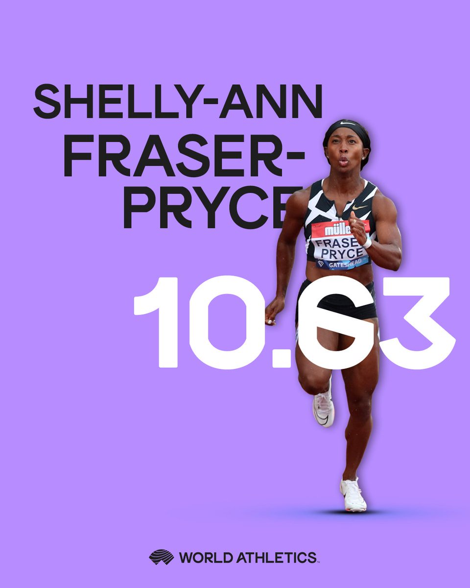 WorldAthletics's tweet photo. 10.63 🔥🔥🔥

Second fastest woman in history.

@realshellyannfp clocks 10.63 in Kingston – just 0.14 shy of the world record set in 1988. https://t.co/M9vJS7TNII
