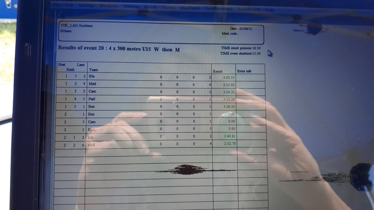 Ingrid2047's tweet photo. @CambridgeH 
Results of YDL LAG Southern match today at Cambridge Harriers 4 x 300m U15Girls see below for Boys https://t.co/8GoyIWoC4E