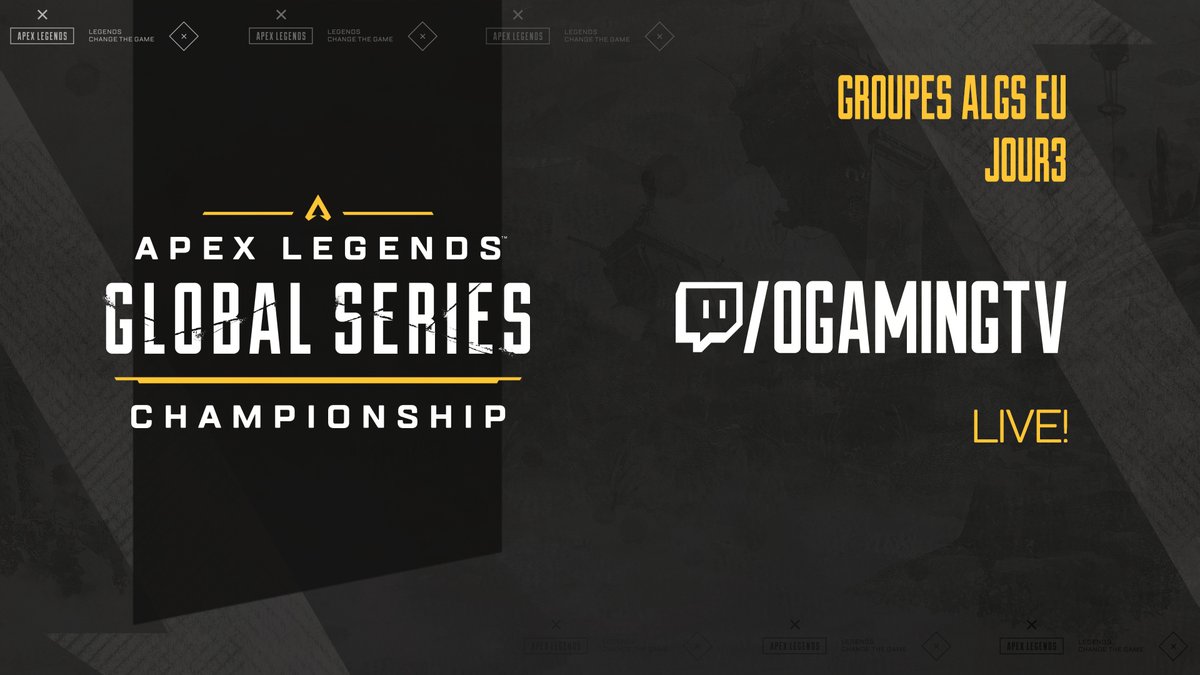 Dernier jour de groupes #ALGS live toujours avec la team <a href="/Lox2lajungle/">Lox 🌿</a> <a href="/WisethugTV/">Wise</a> <a href="/QTSatiCrusader/">QTSati</a> <a href="/CrizxFlex/">Crizx</a> 📺 twitch.tv/OGamingtv