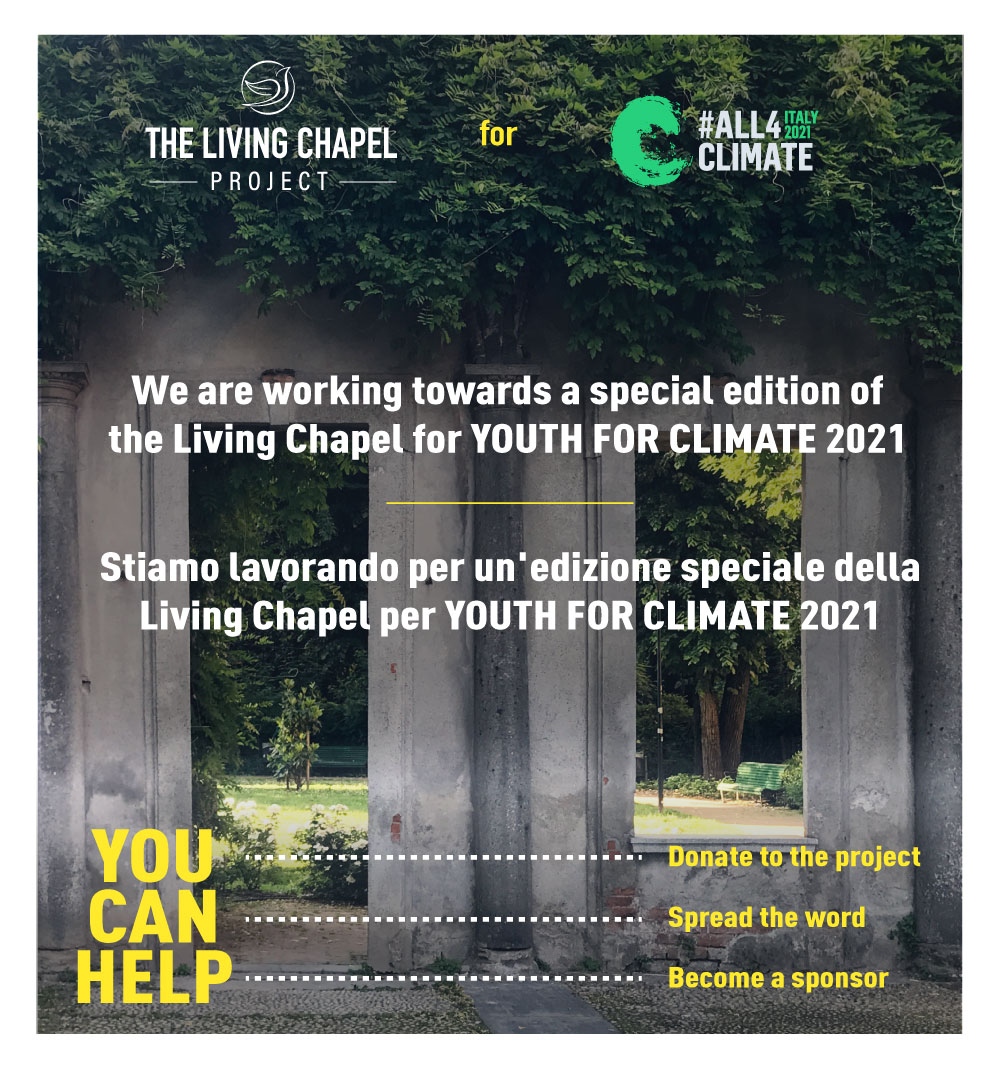 _LivingChapel_'s tweet photo. 🌱 Set in a secret garden in Milan the new Living Chapel will be part of the Pre-COP Official Program (Milan: 28 September - 2 October 2021)
⁠
👉 YOU CAN HELP⁠
by donating, spreading the word or becoming a sponsor ⁠
👉 https://t.co/BBIhwA5DiW
⁠ https://t.co/UsYW8kLcJr