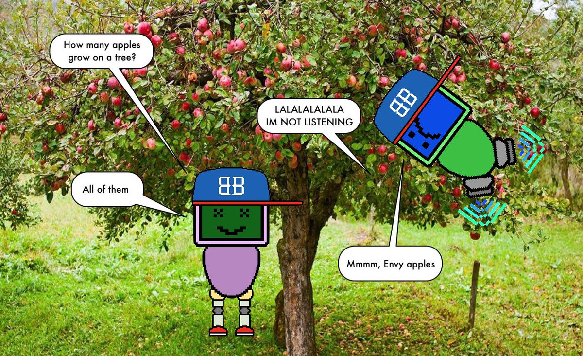 Byte_Bots's tweet photo. Do Bots even need to eat?
Retweet with your favorite apple!
I like Granny Smith myself.
https://t.co/E22n5hbObw
#nftcollectors #nftart #NFT #NFTCommunity #Opensea #8bit #antijoke #corny #funny #comic #cryptoart #apples #favoriteapple #dorobotsdreamofapples https://t.co/6JuqeFC6Aq