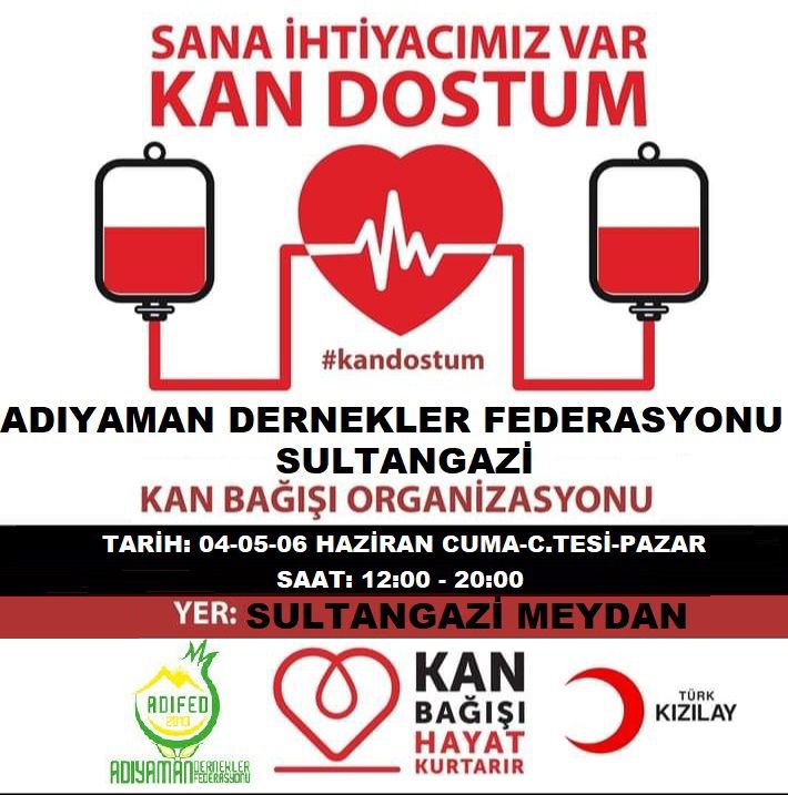 Bu akşam ve yarın tüm vatandaşlarımızı Sultançiftliği Merkez Camii önüne kan bağışı yapmaya davet ediyoruz. 

unutmayalım ki 1 ünite kan, 3 kişiye can olmak demek.

#KanDostum