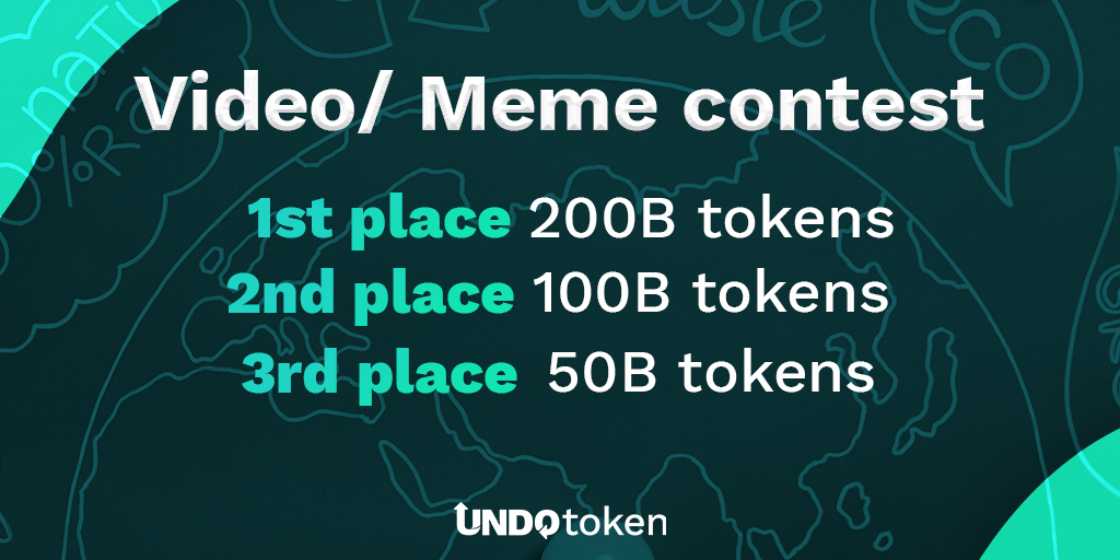 UndoToken's tweet photo. VIDEO/MEME CONTEST
We're doing a giveaway where we have 3 prices! 

Here’s how to enter:
1) Follow @UndoToken
2) RT this tweet &amp; comment the Video/Meme below and use #UNDOTOKEN
3) Join our TG: https://t.co/o6ctrePeSA

Winners will be announced on June 19 at 21:00 CEST. 
#GIVEAWAY https://t.co/ZkVo7K3pNv