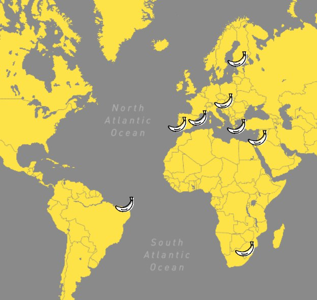 arturzyx's tweet photo. The Internet of Bananas (IoB) is online! 
🌍🍌🌡️🤖✨
The IoB is critical design project of a global network of connected bananas. There are IoB stations in eight cities worldwide that will be online for one week until 12th June. 
More info at https://t.co/73YT8Aja8t https://t.co/nJ8WCu3Vp0