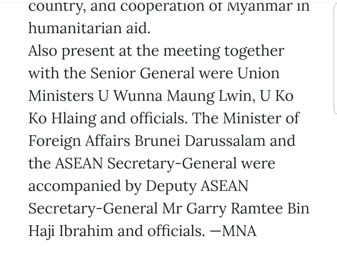 RaeLilXtet's tweet photo. Myanmar state paper highlights military chief meeting @ASEAN on Friday. No mention of special envoy or stopping violence. Instead "terror acts in Myanmar by terrorist groups related to unlawful #CRPH &amp; electoral fraud.
#June5Coup 
#WhatsHappeninglnMyanmar https://t.co/xd2RL2D5MV