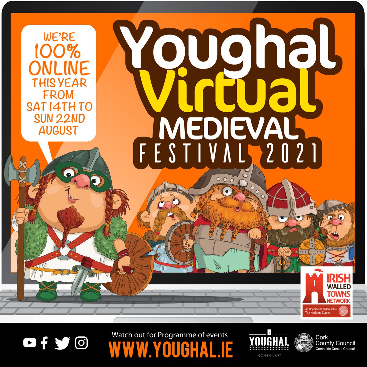 Yes, its true! We are going 'virtual' this year! Just finalising the programme..it is going to be special 👏👏👏 thank you so much @irishwalledtown and @Corkcoco for your continued support! #medievalfestival #irelandsancienteast #youghal #keepdiscovering #purecork