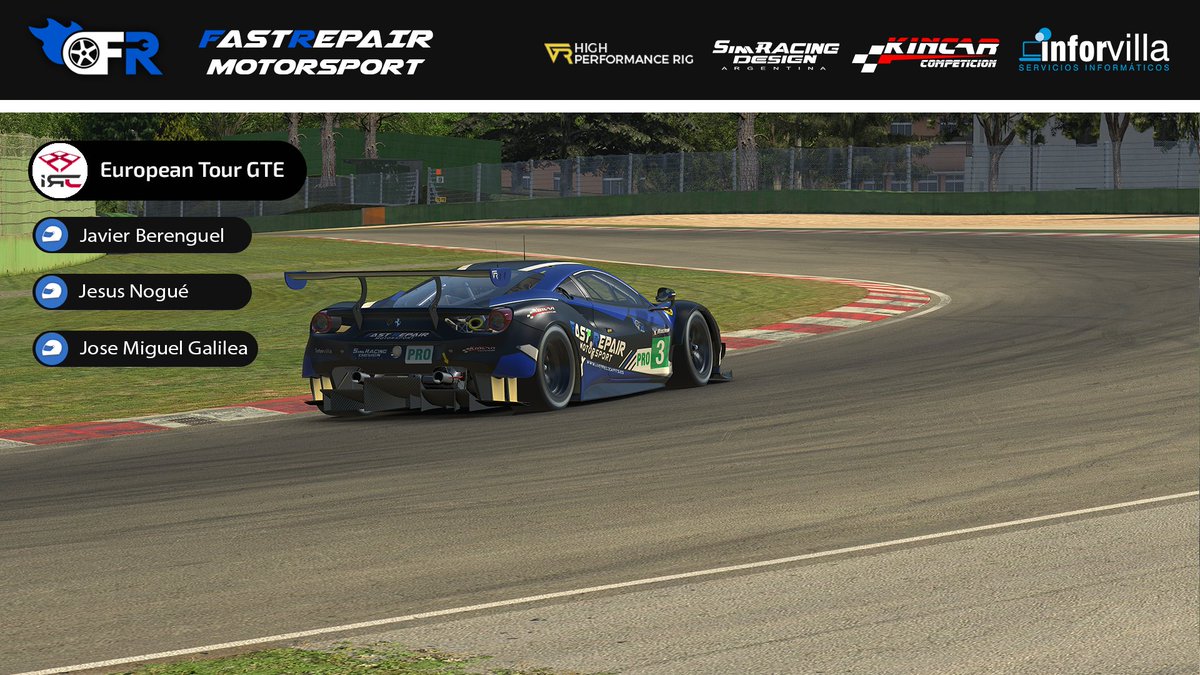 Javier (<a href="/JBerenguel29/">Javier Berenguel</a>), Jesús (<a href="/jesusnogue1/">𝑾 𝑰 𝑳</a>) y José Miguel (<a href="/JX4Three/">JoseXemi</a>) estarán presentes en la PreQ del European GTE Tour, para intentar clasificarse en primera división.