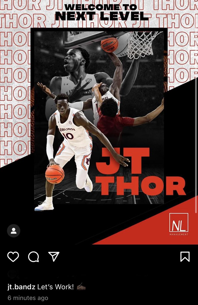 RT @aubawn: Looks like JT Thor signed with Next Level Sports & Management: https://t.co/RnXfm6LSow