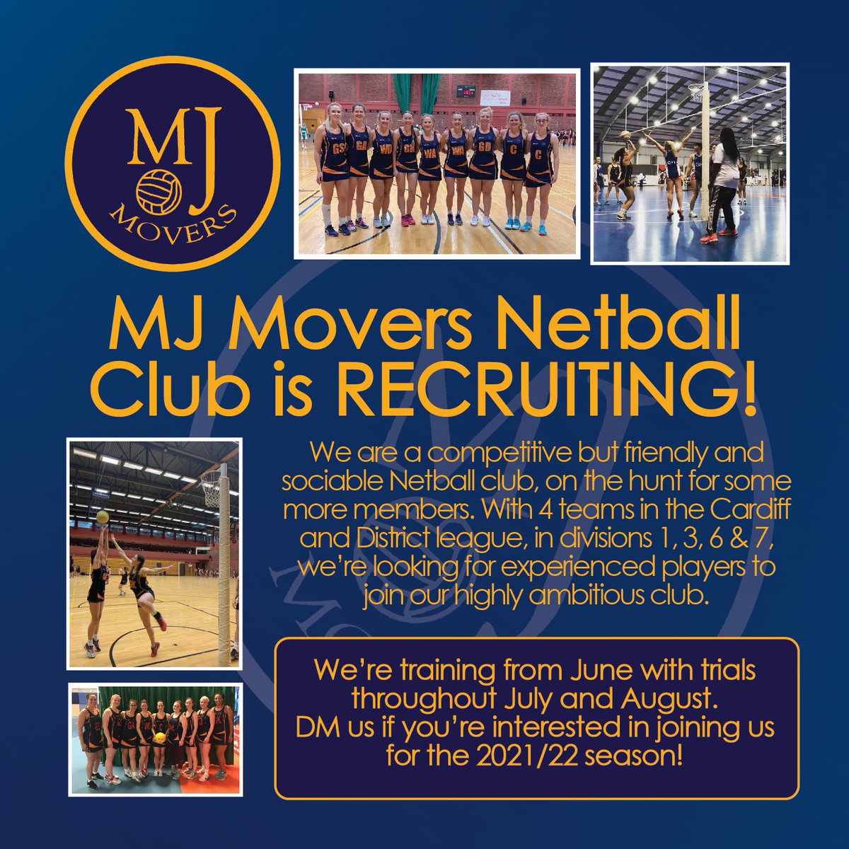 MJMoversNetball's tweet photo. **We’re recruiting!!** 

We’re looking for experienced players to join us👇🏻👇🏻 message us for details 🏐💙 https://t.co/W9noem6GmB