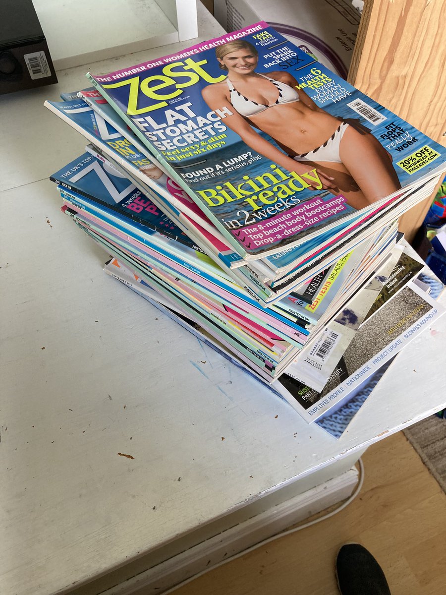HilaryCostello's tweet photo. @MandieGower Packing up my house and found my collection of Zest magazines. I loved it! What to do with them now?! https://t.co/lI3qn3O4ts