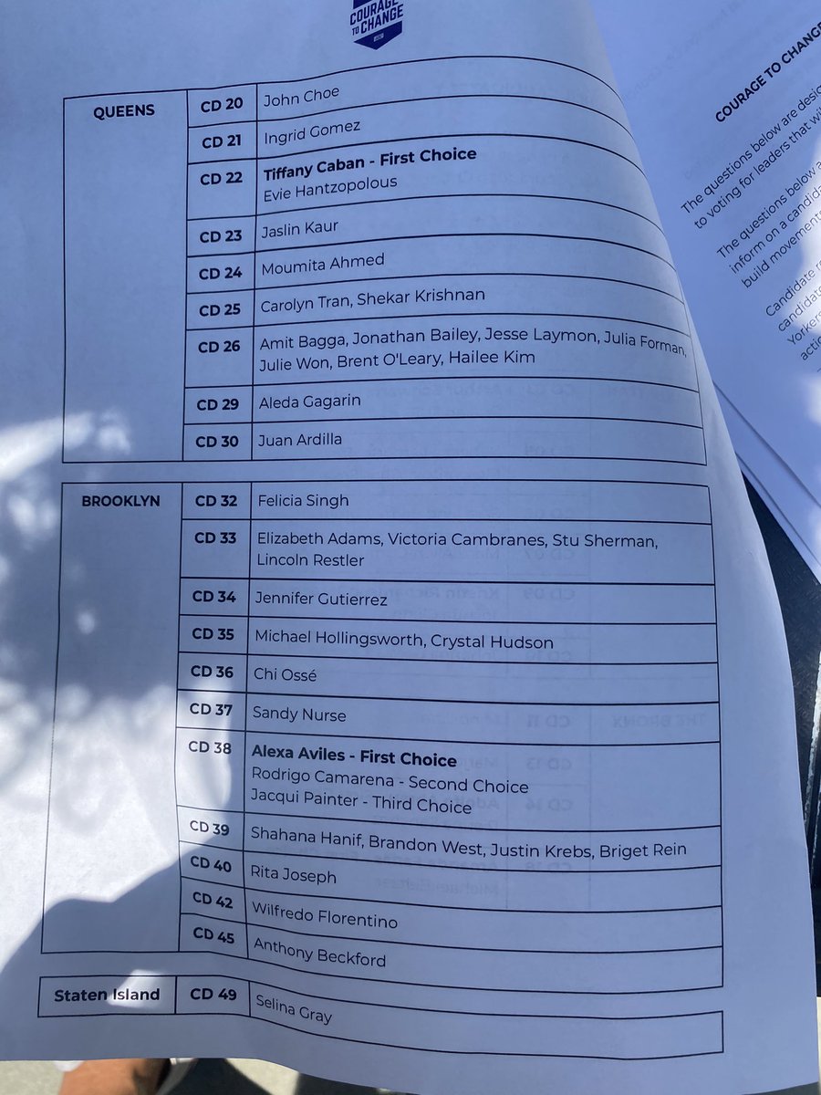 GloriaPazmino's tweet image. Here’s the list of @NYCCouncil candidates that @AOC is endorsing today. 60 in total, and yes there’s only 51 seats. The endorsements include ranked options across all 5 boroughs. All candidates have taken the “Courage to Change” pledge: