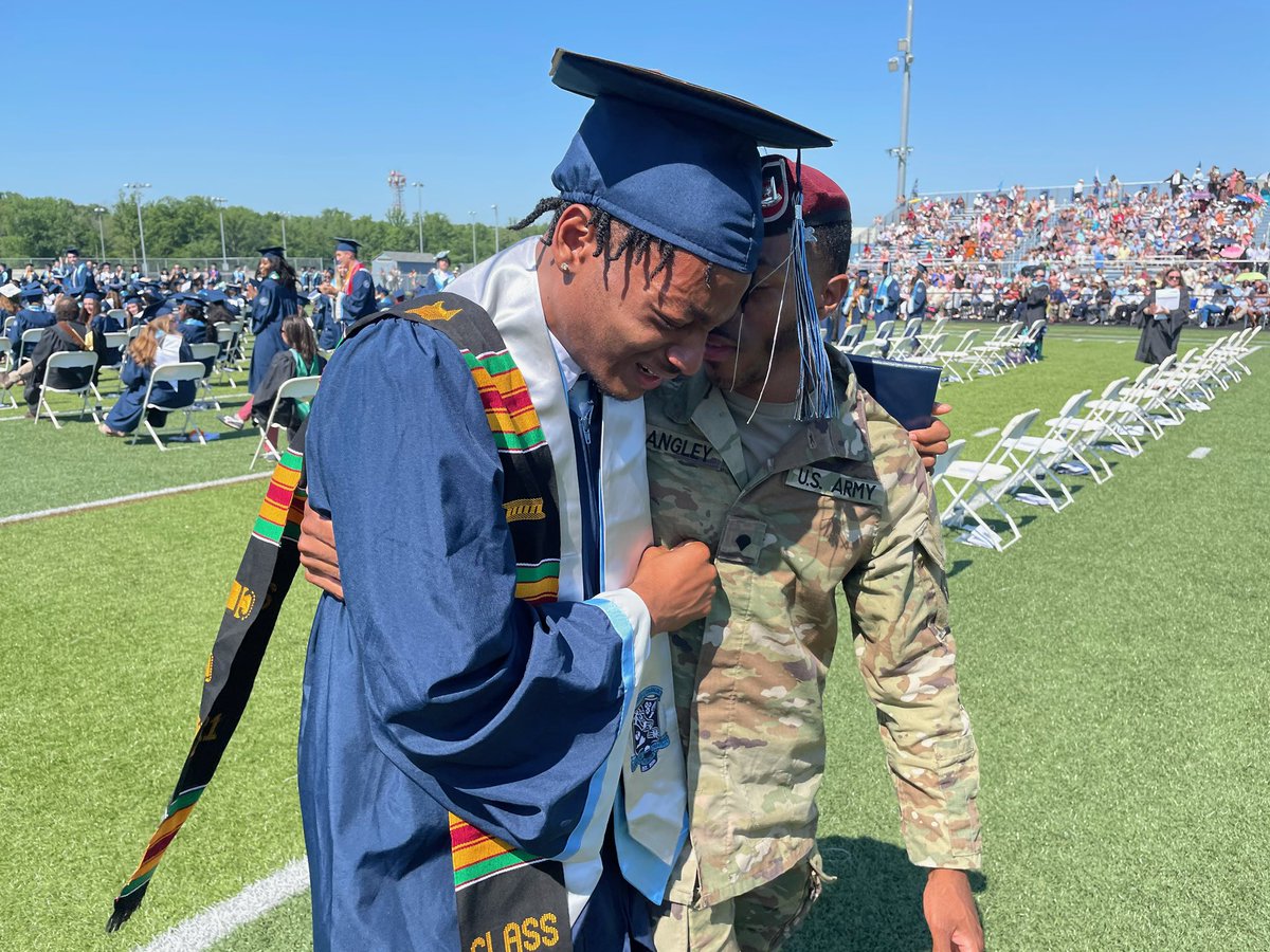 This emotional graduate <a href="/colganhs/">Colgan High School</a> was surprised today by his brother, who was able to return from a military deployment to celebrate this important milestone. 🎓 🦈