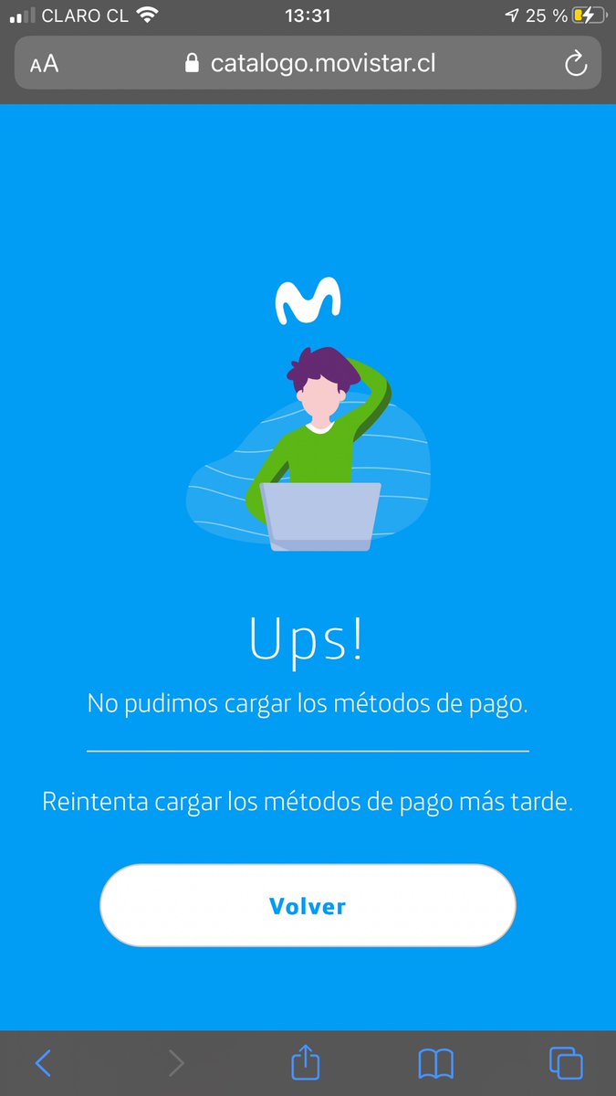 fxlopez_p's tweet photo. @AyudaMovistarCL  estoy intentando pagar un equipo y le sale esto a cada rato https://t.co/lgj7yaaXXQ