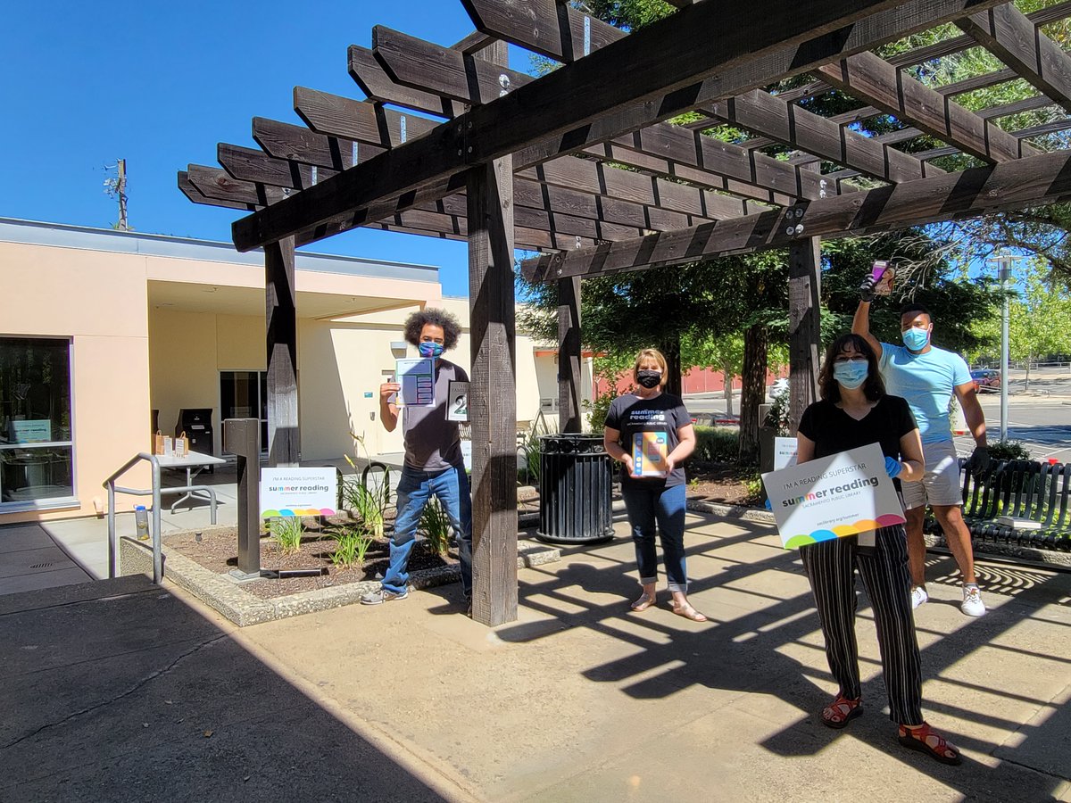 saclib's tweet photo. Our team at the Carmichael Library is stocked with #SummerReading goodies! From lawn signs to badge books to reading recommendations, they’re ready to help you get a strong start to the Summer Reading challenge. Learn more at https://t.co/E3YQYP0nvU
#SacLibReads #Sacramento https://t.co/tO87ePWkvp