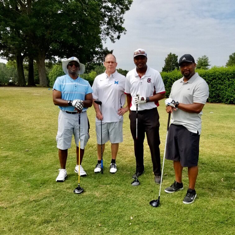 Some of JL Mann’s finest coaches participated in today’s golf tournament at Carolina Springs sponsored by FCA. Great job guys and thanks for representing Mann nation! #makingadifference #Mannup <a href="/JLMannHigh/">J. L. Mann High</a>