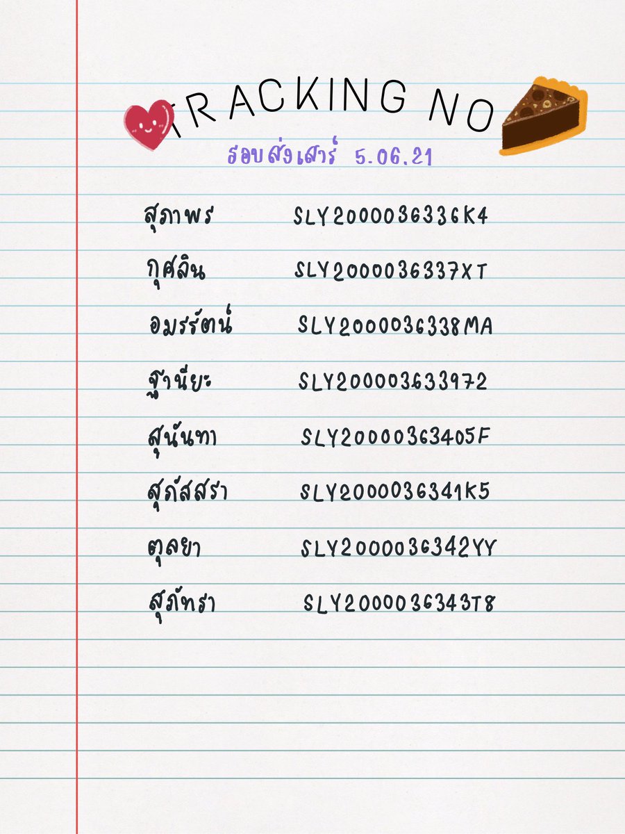 Janenoiiii's tweet image. มาแย้วค่าา เลขพัสดุรอบส่งทาร์ตบราวนี่วันเสาร์นะคะ 💜🪐✨ ได้รับน้องๆแล้ว feedback รสชาติมาหากันได้นะคะ :) สูตรคลีนไม่ต้องตกใจว่าช็อคชิพโรยหน้าลืมใส่มั้ยน้า นุชย้ายลงไปใส่ในเนื้อค่า น้องทนความร้อนประเทศไทยไม่หวายย เดี๋ยวหน้าตาไม่สวย 😁 #smstracking #smsbake