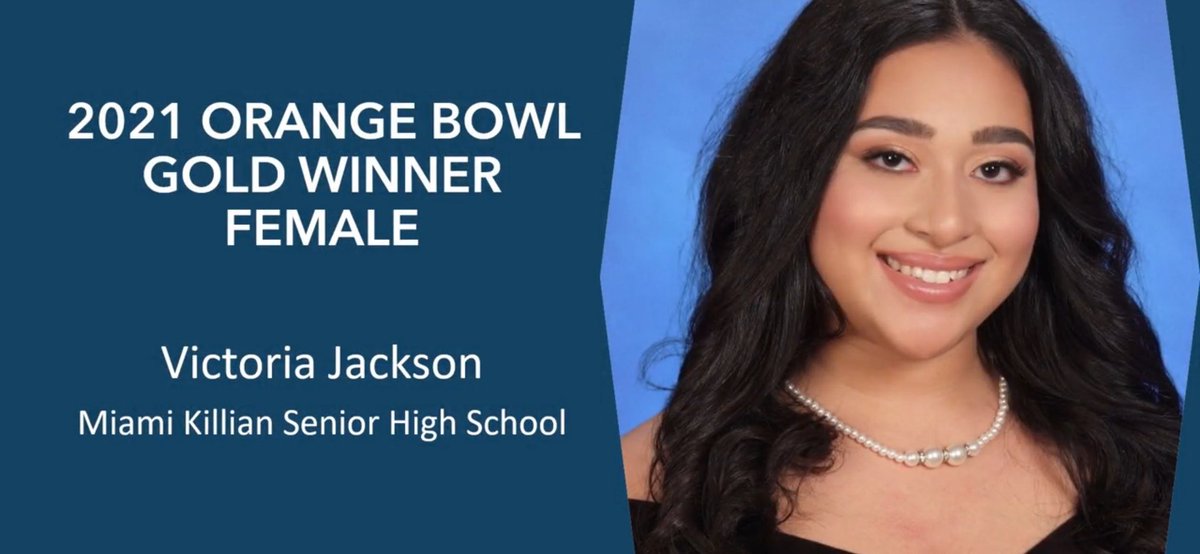CONGRATS VICTORIA - Recipient of the Orange Bowl “Gold” Award.  #ScholarAthlete #GoCougars #TheK #Classof2021 #TheLegacyContinues <a href="/MDCPSSouth/">South Region Office</a> <a href="/OrangeBowl/">Capital One Orange Bowl</a>