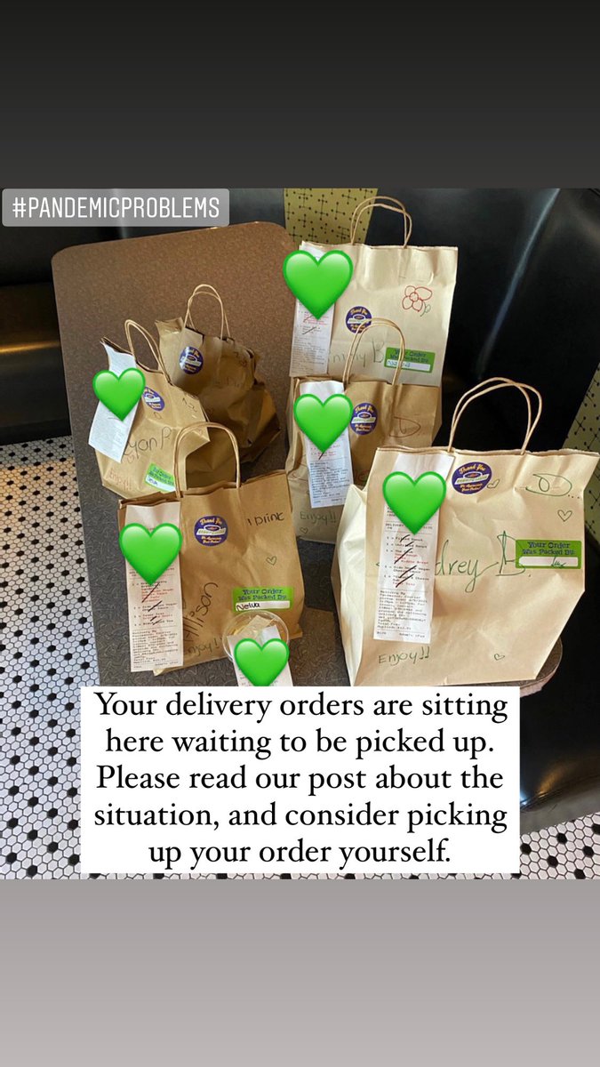 VeggieGalaxy's tweet image. Your delivery orders are sitting here too long waiting for delivery drivers to pick them up. Please read our IG or FB post about it, and consider picking up your order yourself for a bit, or eating here. Instagram.com/veggiegalaxy #deliveryproblems #pandemicproblems