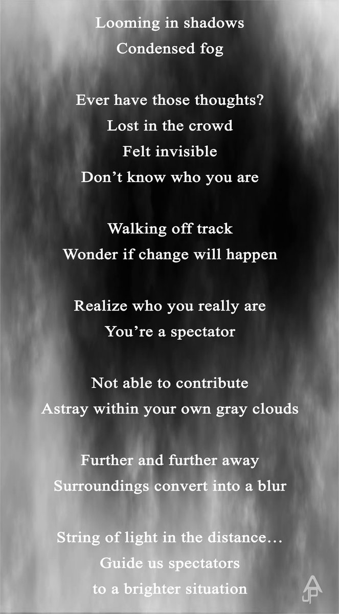 ashnerdfangirl's tweet photo. You ever feel like you're probably a ghost somewhere? Deep down... we may feel it sometimes.

A poem revealing we can't always be there, but sometimes feel lost or missed. #RadPack #Relaters

Poem's title: Spectate https://t.co/H50oGAM5S5