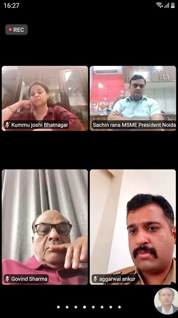 MsmeRegd's tweet photo. online meeting organized by MSME PRESIDENT @NahataNoida with @noidapolice 
@ADCP_C_Noida Shri Ankur Aggarwal addressed the MSME  regarding rules, conditions and precautions to maintain decorum to avoid another chance  of Lockdown.MSME members also kept their issues to him #unlock https://t.co/g4zzoc8cX8