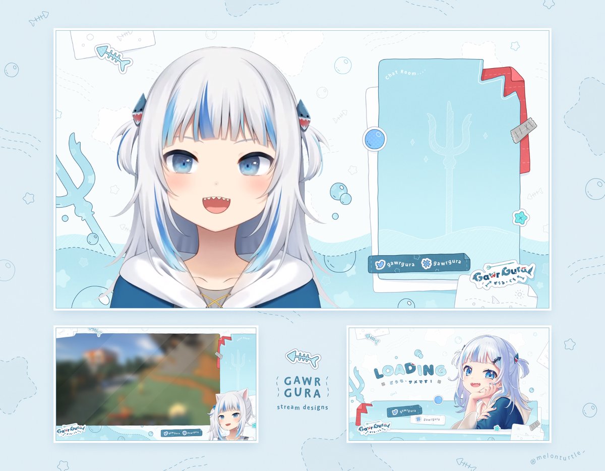 New Stream Designs! 🦈✨ // for <a href="/gawrgura/">Gawr Gura 🔱_Alum</a>!

#gawrt 🔱