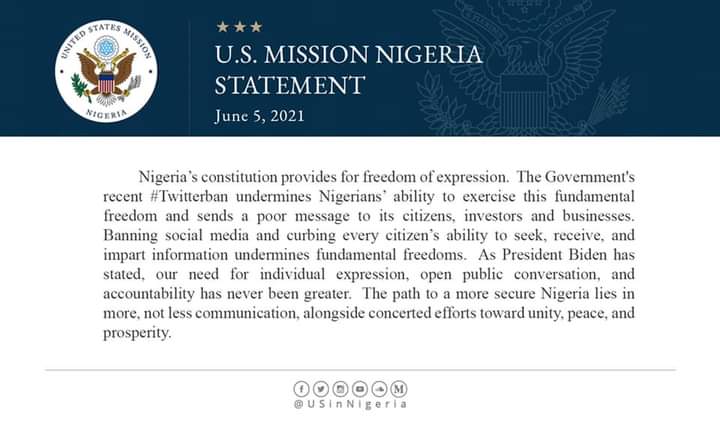 ogbajara's tweet photo. US Slams FG Over Twitter Ban, Condemns Clampdown on Freedom of Information

#Buharimustgo https://t.co/lzE4vQfg7e