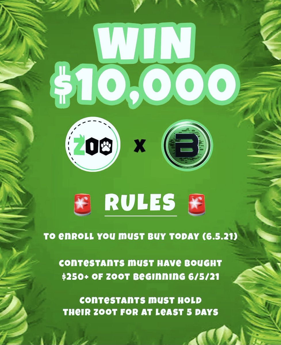 Zoo Token on Twitter "🚨 10,000 USDT GIVEAWAY 🚨 🏆 Winner will be announced Fri, June 11 See you
