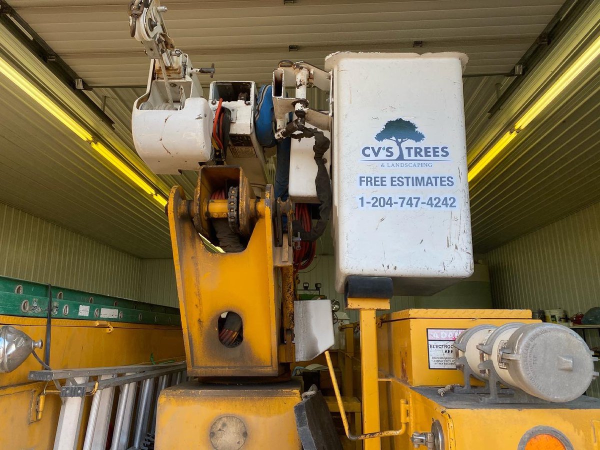 Before and after getting the decals up on this boom truck. if you need some yard work done, give Chris a call!