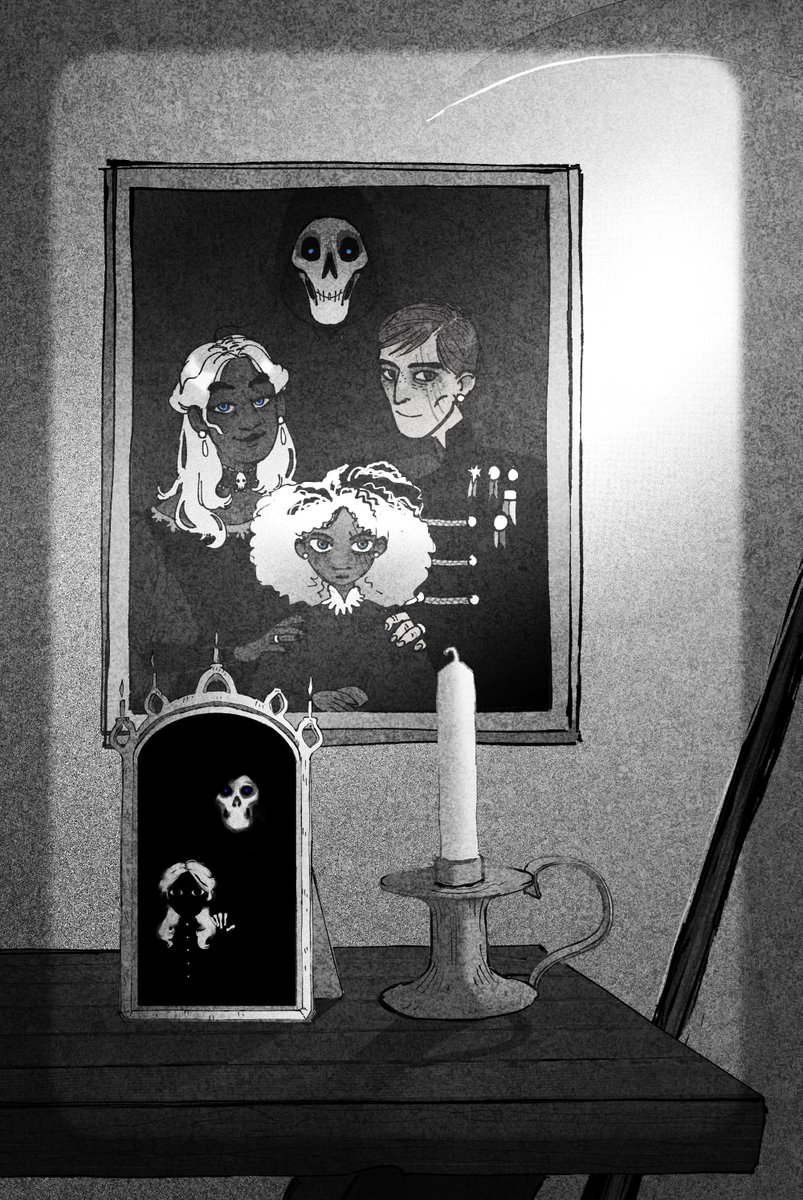 geneathan's tweet photo. im still on a discworld kick SO here is the infamous sto helit family portrait 💀 https://t.co/edHH9VsJNM