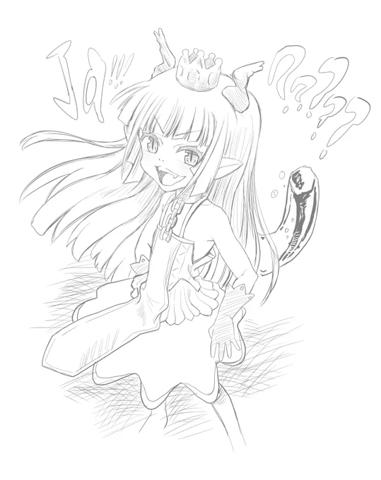 急に来た?はてな疑問符オブクエスチョンが楽しみでどうしようもなくて描いた。描いて気付いたけど眼の造形だけではなく鼻の穴とか歯の感じがめっちゃ爬虫類で新鮮。動くとこ早く観たい! 