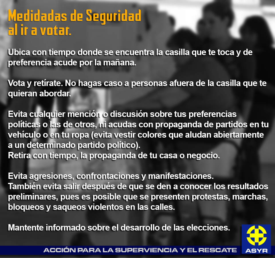 MovimientoASYR's tweet photo. Mañana ejerceremos nuestro derecho y deber de votar Te ofrecemos consejos para tu seguridad durante el proceso
Si no tienes tu despensa llena, hoy es buen momento para hacerla y llenar el tanque de gasolina
#ASYR #Elecciones2021MX #Elecciones2021 #Elecciones #supervivencia https://t.co/DLSkK8tgLW