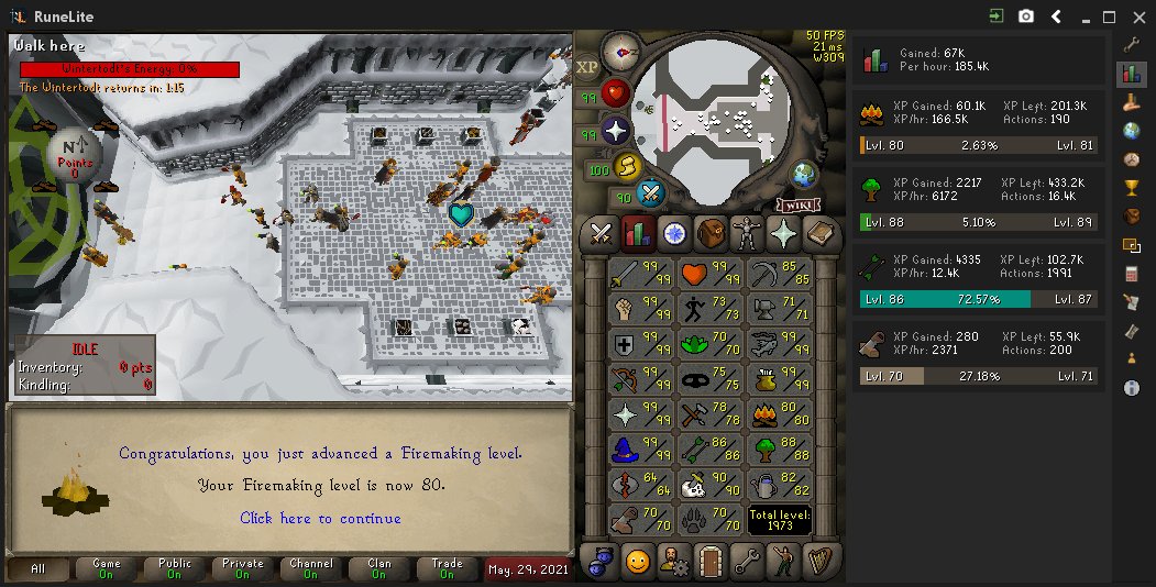 Few more achievements for the seamen of Tempest!

Congrats Vene on 99 magic (on a spare).
Big gains from Cakeboy with 95 hunter coming in.
Bassy Jaw for Stew on his IM.
&amp; last but not least... Bazza on 80 FMing!