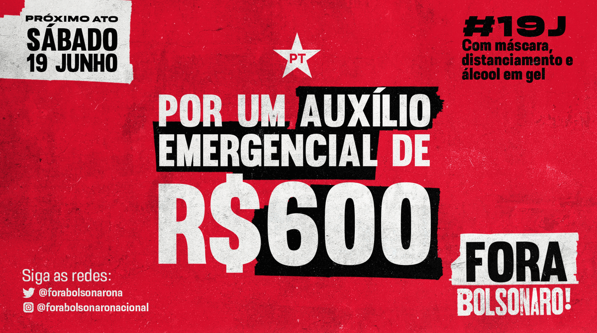 PT Brasil (@ptbrasil) on Twitter photo No dia 19 de junho vamos às ruas pela vida, por auxílio emergencial digno, vacina para todos e todas e #ForaBolsonaro! 🚩 #19j
✊ Use máscaras PFF2, mantenha o distanciamento, leve álcool gel e vamos para a luta! <a href="/forabolsonarona/">forabolsonaronacional</a>
📲 Saiba mais: bit.ly/PT-19j No dia 19 de junho vamos às ruas pela vida, por auxílio emergencial digno, vacina para todos e todas e #ForaBolsonaro! 🚩 #19j
✊ Use máscaras PFF2, mantenha o distanciamento, leve álcool gel e vamos para a luta! <a href="/forabolsonarona/">forabolsonaronacional</a>
📲 Saiba mais: bit.ly/PT-19j