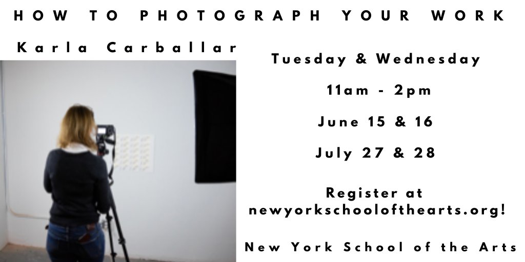 nyschofthearts's tweet photo. Learn principles of documenting your own artwork in the best possible way. Hands-on demos &amp; technical instruction about basic photography. #photography #cataloguing #editingimages @nyschofthearts https://t.co/9hYbJodLG0